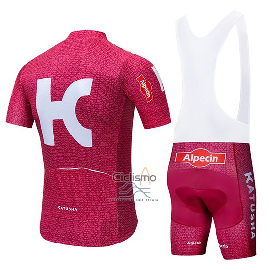 Katusha Alpecin Ropa Ciclismo Culotte Corto 2019 Mangas Cortas Rojo